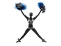 Young woman cheerleader cheerleading silhouette Royalty Free Stock Photo