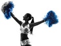 Young woman cheerleader cheerleading silhouette Royalty Free Stock Photo