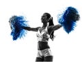 Young woman cheerleader cheerleading silhouette