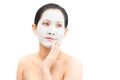 Young woman clay face mask peeling natural