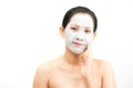 Young woman clay face mask peeling natural Royalty Free Stock Photo