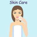 Young woman cleaning and cares her face, vector illustration