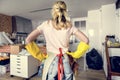 Young woman cleaning the house Royalty Free Stock Photo