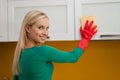 Young woman cleaning kitchen Royalty Free Stock Photo