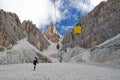 Young woman hiking to Ivano Dibona