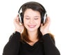 Young woman closed eyes listening to music Royalty Free Stock Photo