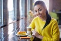 Young woman at coffee break Royalty Free Stock Photo