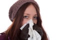 Young woman with a cold and flu virus sneezing Royalty Free Stock Photo