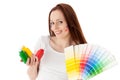 Young woman with a color guide. Royalty Free Stock Photo