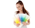 Young woman with a color guide. Royalty Free Stock Photo