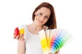Young woman with a color guide. Royalty Free Stock Photo