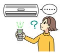 A young woman confused that a heater is broken