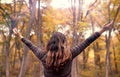 Young woman connecting with nature with open arms showing gratitude for life, Mindfulness Concept Royalty Free Stock Photo