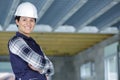 young woman construction worker smiling at camera Royalty Free Stock Photo