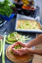 Young woman cooking in her modern kitchen Royalty Free Stock Photo