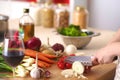 Young Woman Cooking in the kitchen. Healthy Food Royalty Free Stock Photo