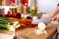 Young Woman Cooking in the kitchen. Healthy Food Royalty Free Stock Photo