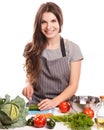 Young Woman Cooking in the kitchen. Healthy Food - Royalty Free Stock Photo
