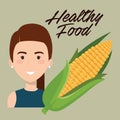 Young woman with corn healthy food