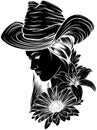 Young woman with a cowboy hat. Cowgirl Vintage engraved style hand drawn vector illustration isolated on white Royalty Free Stock Photo