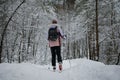 Young Woman Cross Country Skiing in Norway in mogul Royalty Free Stock Photo