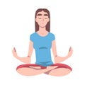 Young Woman Cross-legged Sitting in Padmasana or Lotus Position Vector Illustration Royalty Free Stock Photo