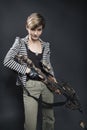 Young woman with a crossbow Royalty Free Stock Photo