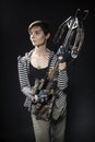 Young woman with a crossbow Royalty Free Stock Photo