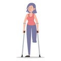 Young woman on crutches isolated. Injured lady