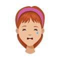 Young woman crying head avatar character