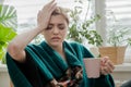 Young woman with cup of coffee or tea Royalty Free Stock Photo