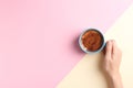 Young woman with cup of delicious hot coffee Royalty Free Stock Photo