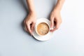 Young woman with cup of delicious hot coffee Royalty Free Stock Photo