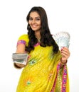 Young woman with currency notes