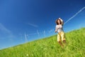 Young woman dancing on the field Royalty Free Stock Photo