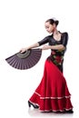 Young woman dancing flamenco isolated on white Royalty Free Stock Photo