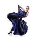 Young woman dancing flamenco on white Royalty Free Stock Photo