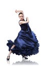 Young woman dancing flamenco on white Royalty Free Stock Photo