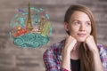 Young woman daydreaming about holidays Royalty Free Stock Photo