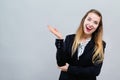 Young woman with displaying hand gesture