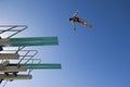 Young Woman Diving From Diving Board