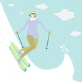 Young woman do ski vector illustration for Royalty Free Stock Photo