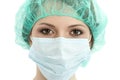 Young woman doctor in cap and face mask close-up portrait Royalty Free Stock Photo