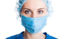 Young woman doctor in cap and face mask Royalty Free Stock Photo