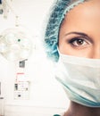 Young woman doctor in cap and face mask Royalty Free Stock Photo