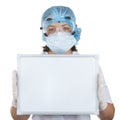 Young Woman Doctor Holding Blank Board with Empty Space for Your Royalty Free Stock Photo