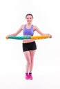 Young woman doing exercises with hoop Royalty Free Stock Photo