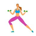 Young woman doing fitness exercise with weights Royalty Free Stock Photo