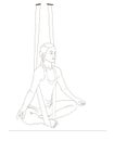 Young woman is doing fly, aerial yoga meditative lotus pose with aerial silk.