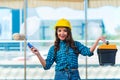 The young woman doing home improvements Royalty Free Stock Photo